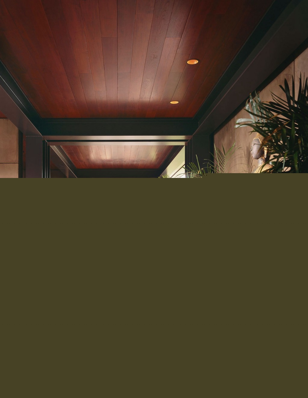 Tropical House with Marble Floor and Wooden Ceiling