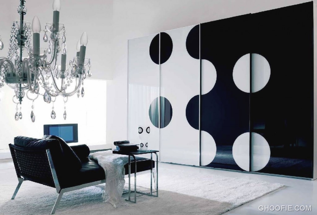 Black White Interiors Design with Luxury Chandelier
