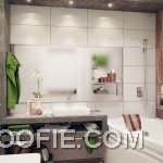 Green White Small Bathroom with Ceiling Light Ideas