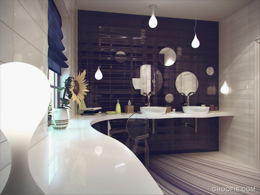 Luxury Purple White Ceramic Bathroom Tile Ideas