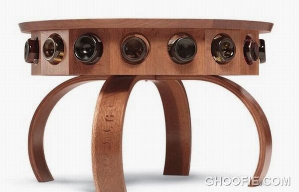 Wooden Table with Wine Display Design Ideas