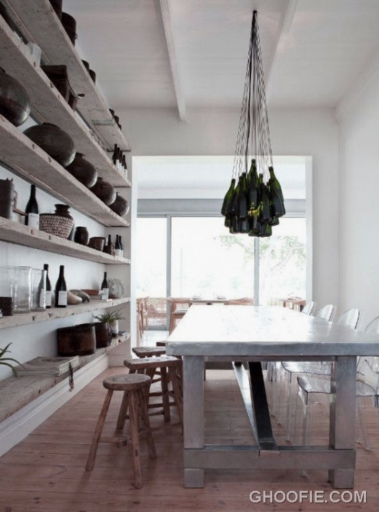 Dining Room Design Ideas with Concrete Wine Rack