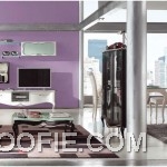 Fancy Purple Wall Living Room Interior Decor