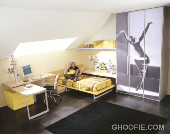 Teen Bedroom with Sloping Ceiling and Natural Lighting