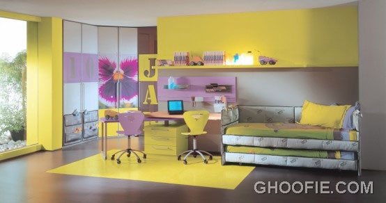 Yellow Smart Bedroom with Simple Furniture Ideas
