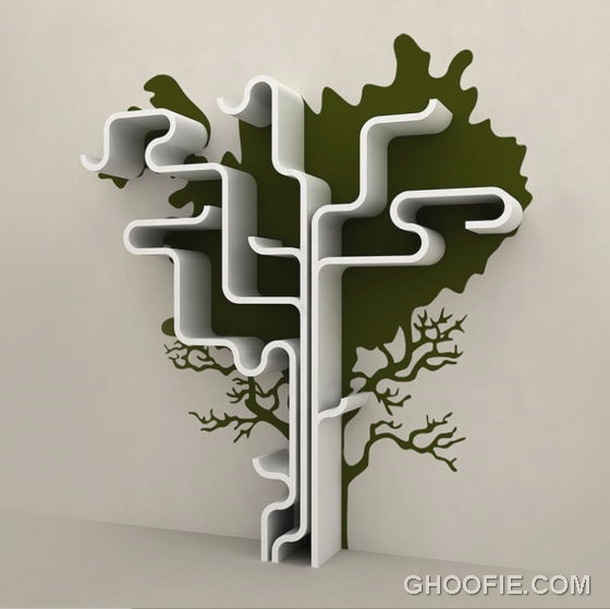 Creative Tree Shelves Shape Design Interior Design Ideas