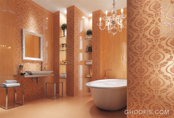 Luxury Gold Bathroom with Chandelier