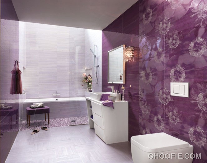 Purple Flower Wall Decal Bathroom