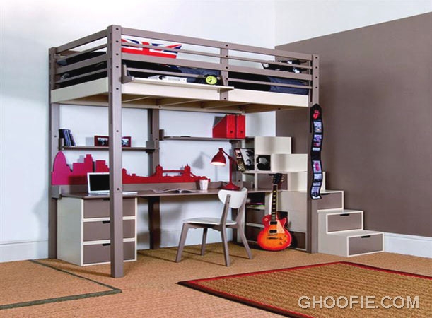 Unique Small Bedroom with Steel Bunk Bed