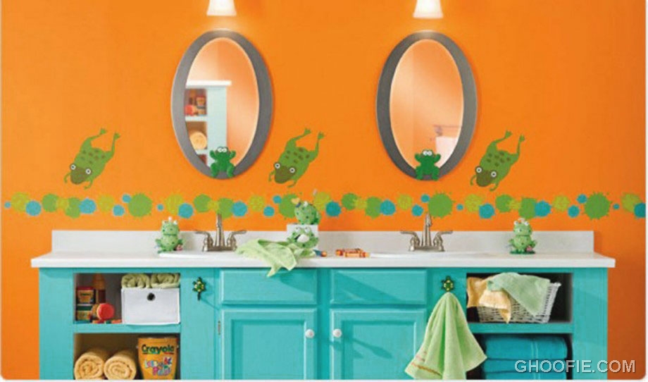 Orange Wall Color Kids Bathroom Decorations