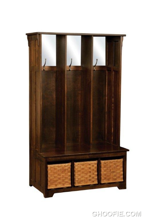 Amish Lattice Weave Triple Hall Tree Bench Interior Design Ideas