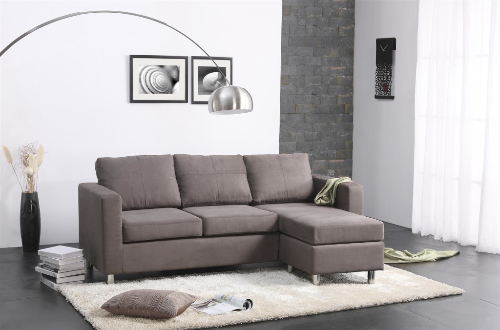Fabulous Contemporary Gray Color Small Sectional Sofa Design
