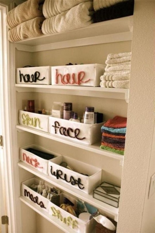 Modern White Custom Bathroom Cubby Towel Storage With Name Interior