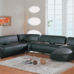 Modern black leather sofa