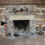 Natural Stone Fireplace Cooking Fireplace Crane Wooden Floor