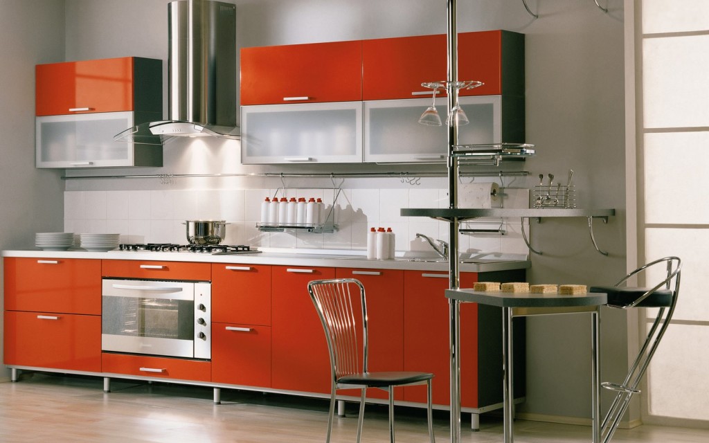 Orange Kitchen Cabinet Modern Italian Kitchen Design Small Kitchen Table