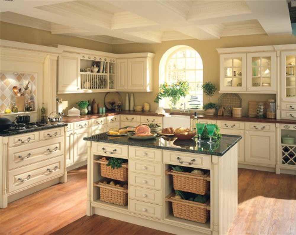 kitchen design with blue contertops