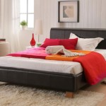 Brown faux leather bed frame