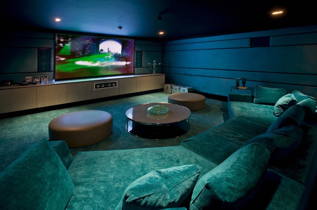 Media room in basement