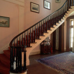 Simple black stairway railing