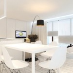 Modern white kitchen and dinner set