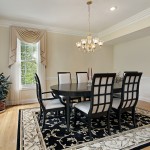 Black and white dining room with round table
