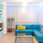 Colorful teal living room