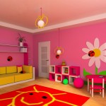 Cute pink kids room with flowers