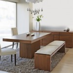 Dining room with bench seating and rug