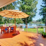 Lake patio design ideas with cabana