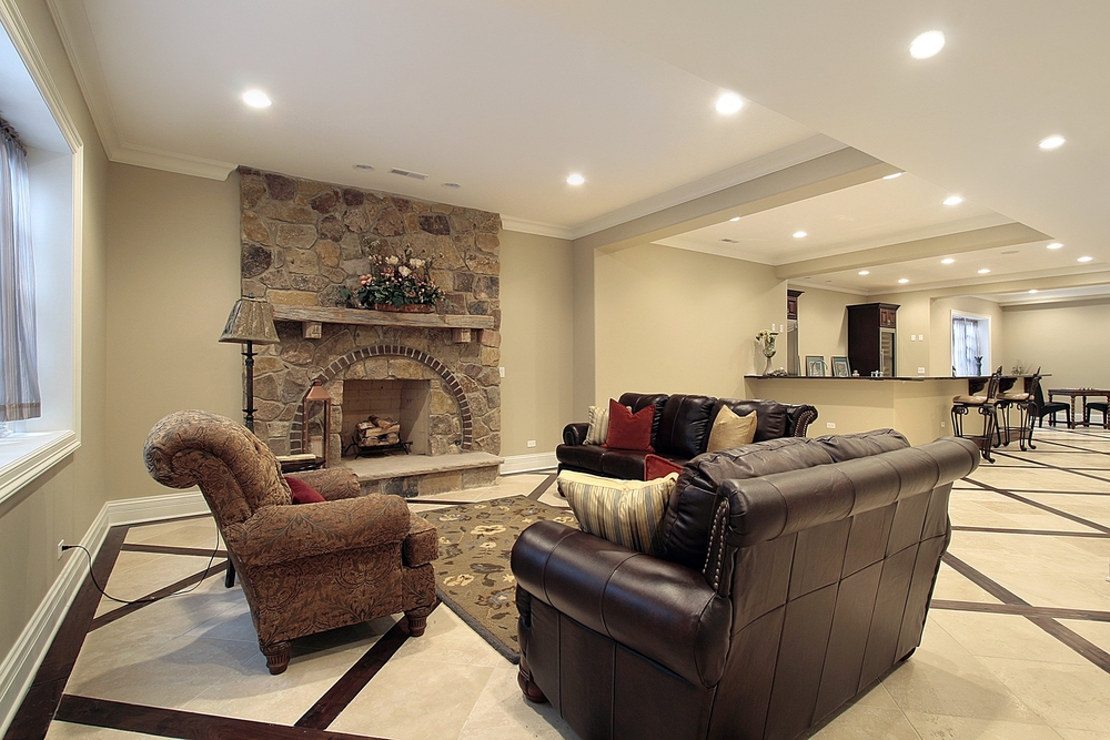 Luxurious basement with open marble