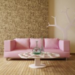Pink couch with wood floor