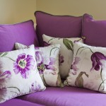 Purple sofa couch pillows