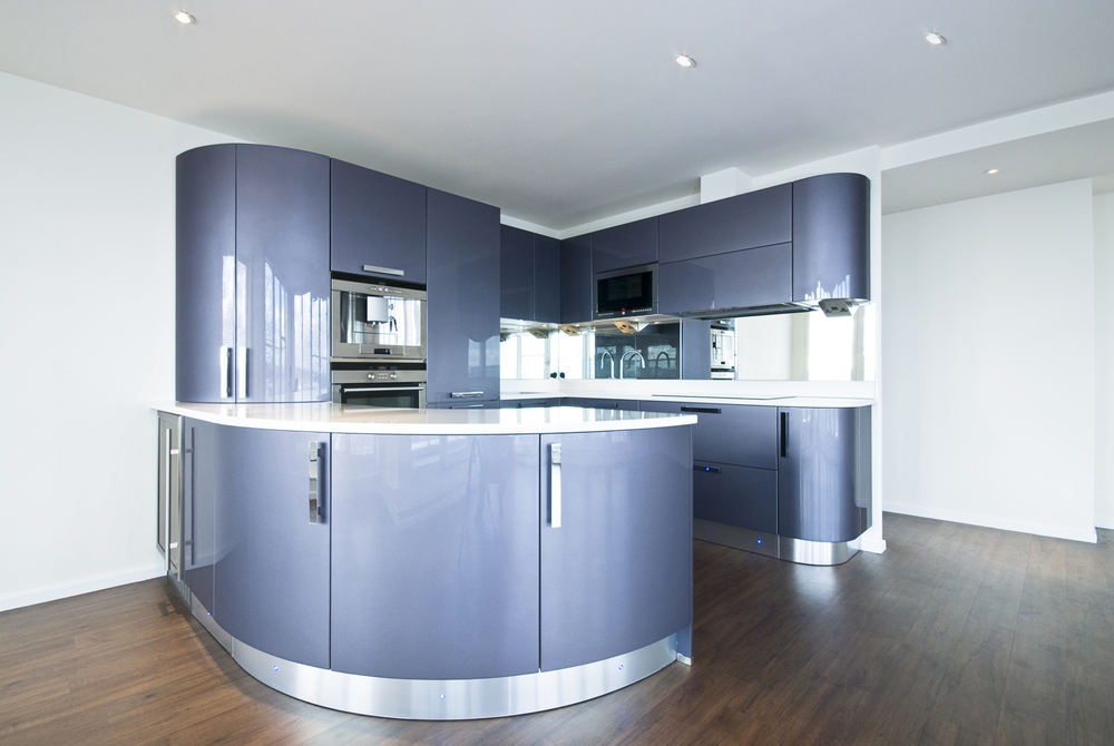 Modern futuristic purple kitchen