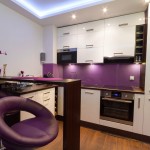 Small kitchen with purple accents