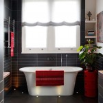 Black and white bathroom with plant